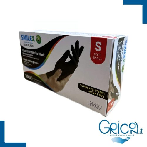 Smilex Skin Black Guanti in Nitrile Senza Polvere