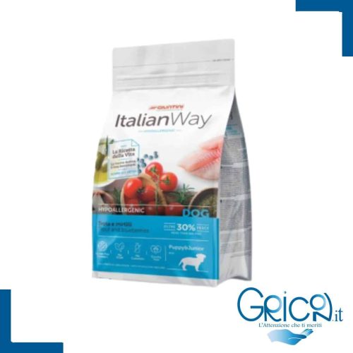 BREVE SCADENZA Italian Way Cane Mini Puppy & Junior Hypoallergenic Trota e mirtilli 800g