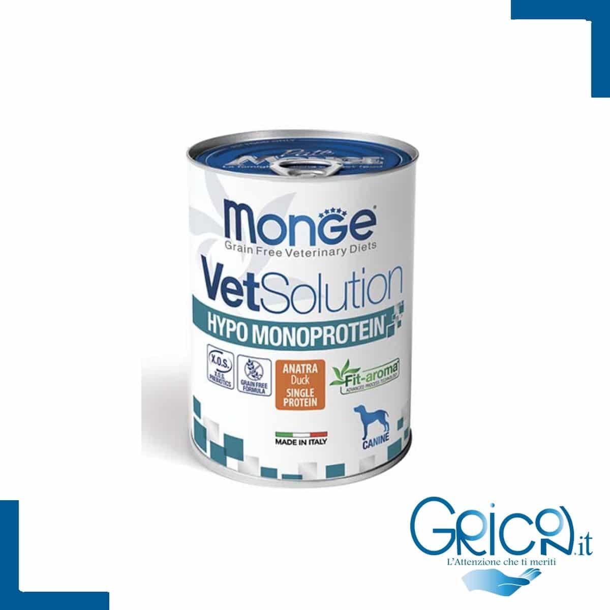 Monge Cane Vetsolution Hypo Monoprotein Anatra 400gr
