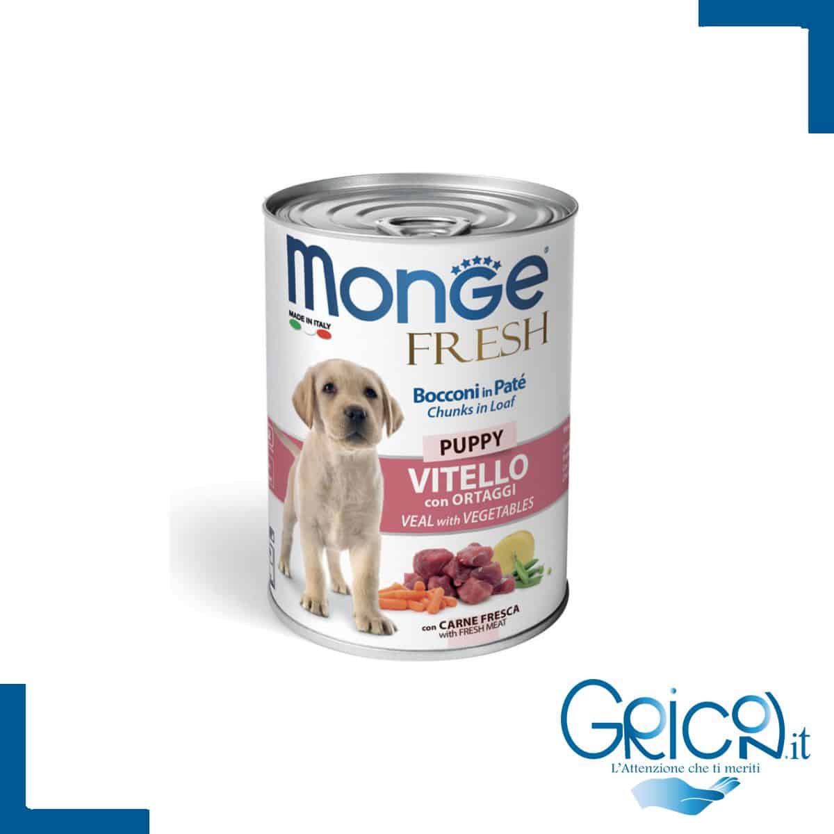 Monge Cane Fresh Bocconi in Paté Vitello con Ortaggi Puppy 400 g