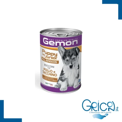 Gemon All Breeds Puppy and Junior Bocconi con Pollo e Tacchino 415 g